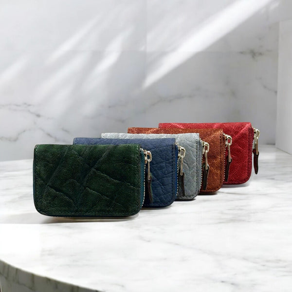 Elephant Leather Zip-Around Coin Case