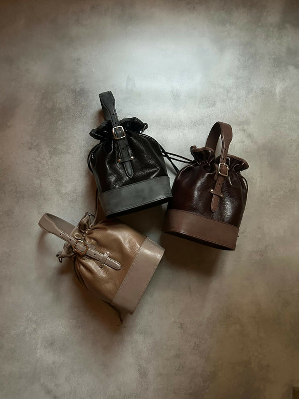 牛革×ロロマ 巾着バッグ “kinchaku bag”