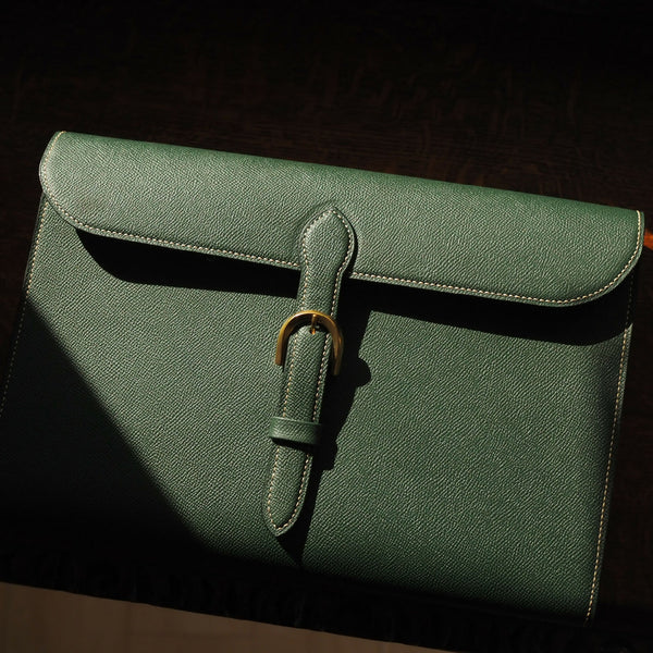 Clutch Bag / Hand Stitched / Noblessa Calf /【jade】