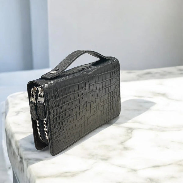 クロコダイル ダブルファスナー長財布 ポロサス