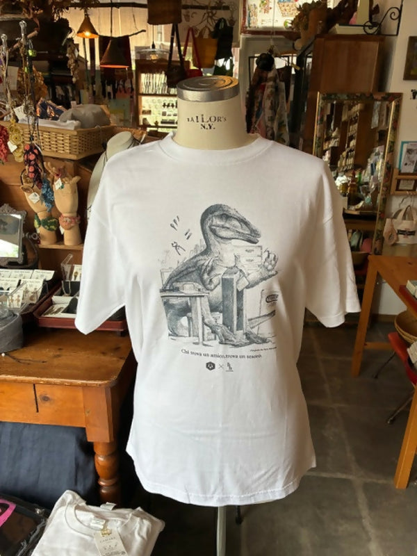 革物工房大輔コラボバージョン オリジナル恐竜Tシャツ 白